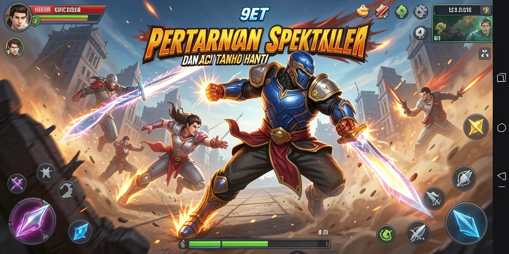 Screenshot utama menunjukkan momen aksi mendebarkan di 9ET.