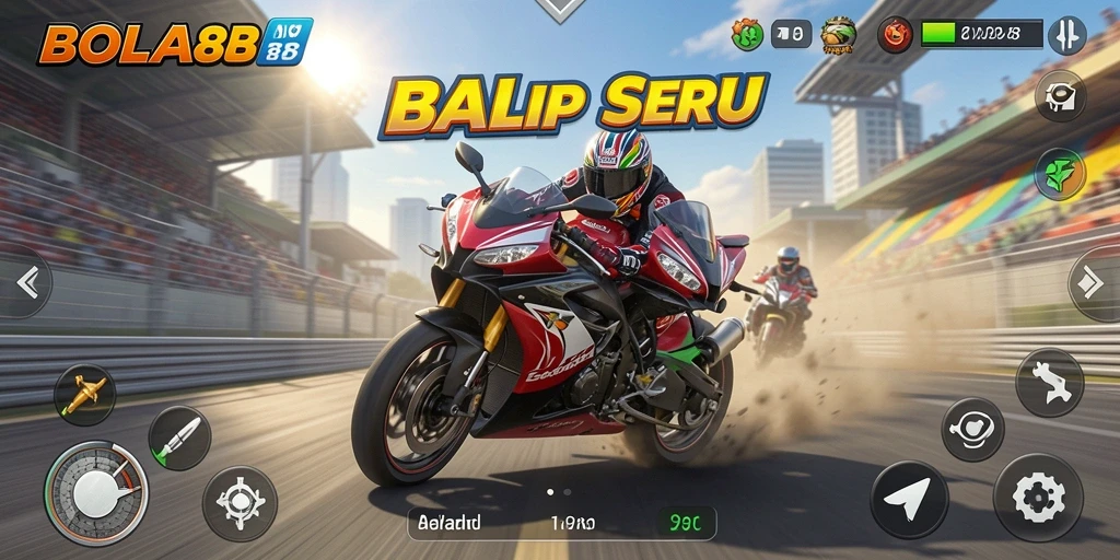 Screenshot BOLA88 menampilkan balapan motor yang intens dan mendebarkan.