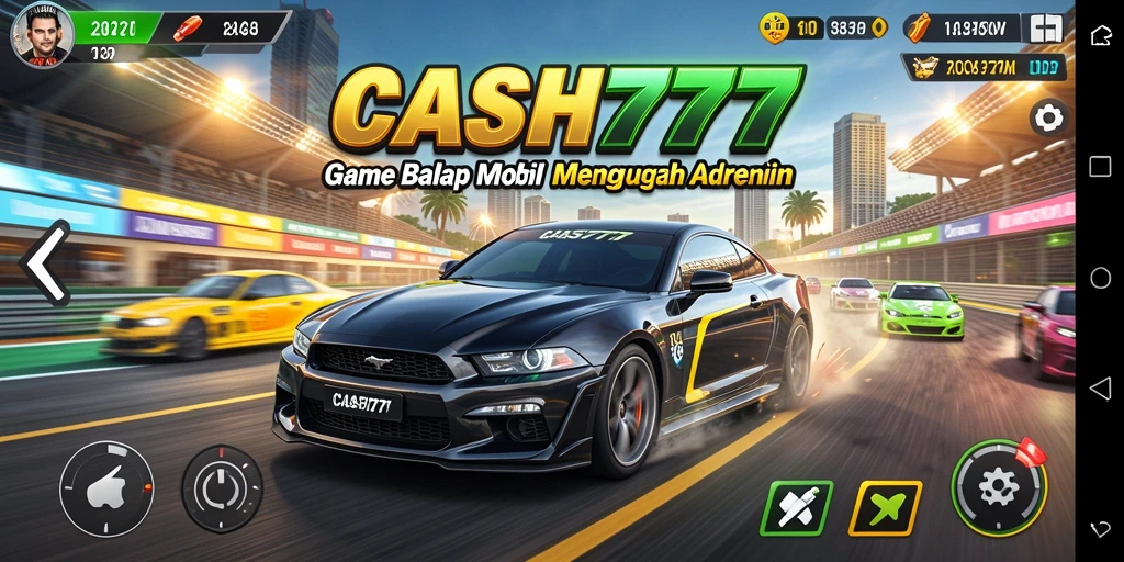 Tampilan gameplay CASH777 menampilkan adrenalin tinggi saat balapan.