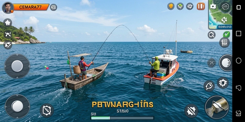 Tampilan gameplay CEMARA77 dengan aksi memancing yang mendebarkan.