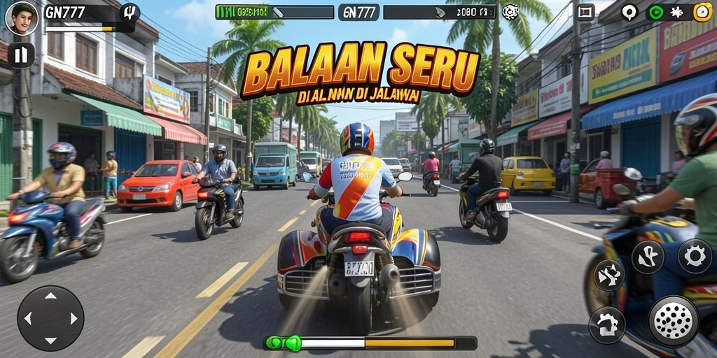 Tampilan seru gameplay balapan di GN777 dengan grafik menakjubkan.