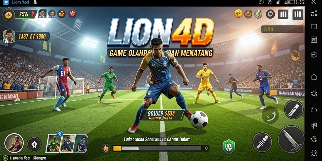 Screenshot utama LION4D menunjukkan aksi pertandingan olahraga yang mendebarkan.