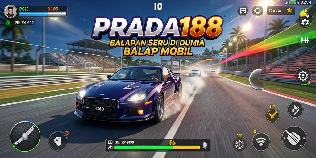 Tangkapan layar menampilkan aksi intense balapan mobil di PRADA188.