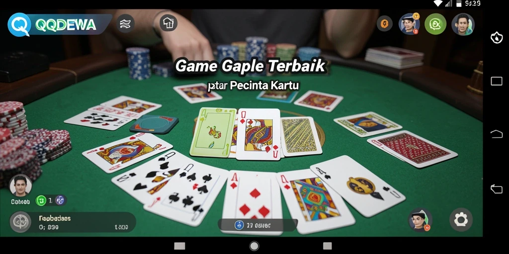 Screenshot utama QQDEWA menampilkan gameplay Gaple yang seru dan interaktif.