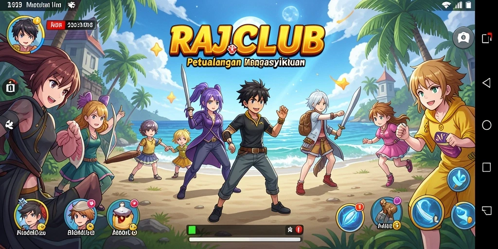 Tangkapan layar gameplay seru dari RAJACLUB dengan karakter anime.