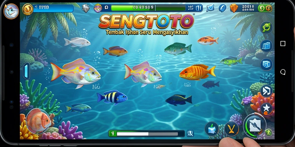 Tampilan gameplay SENGTOTO dengan aksi menembak ikan yang seru.