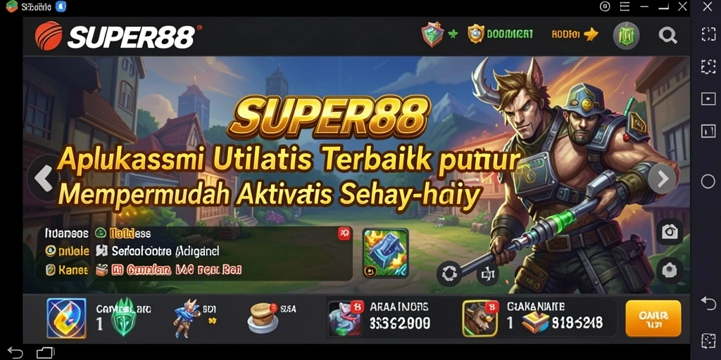 Tampilan utama SUPER88 dengan fitur utilitas yang menarik.